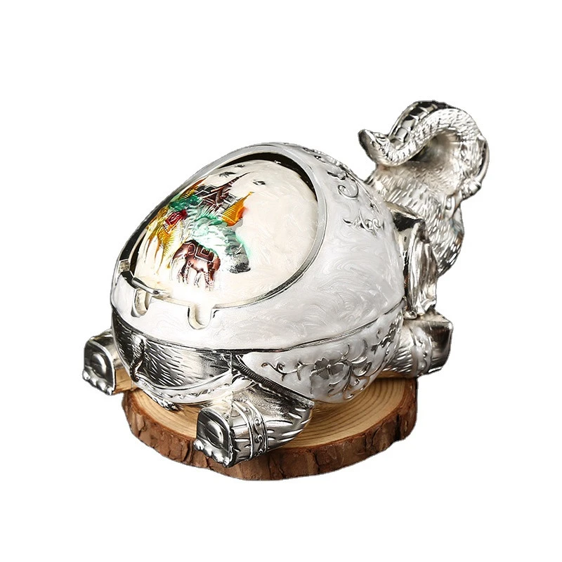 Nordic metal elephant ashtray with lid creative personality trend home living room portable ashtray customization