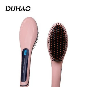 OEM Private Label  Hair Brush Straightener  Anion LCD Electric Fast Hair Straightening Comb Professional Hair Straightener