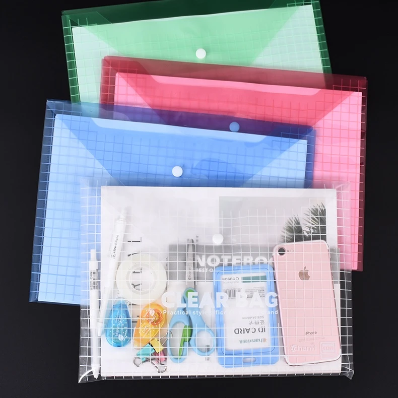 Office stationery document file bag b3 clear zipper cardboard plastic file folder bag files a4 document bag