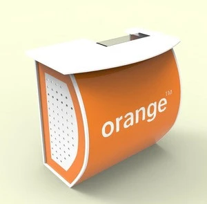 Orange branded shop reception desk