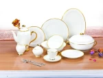 Pakistan Wholesale Pakistani 61Pcs Luxury Ceramic Dinner Set Fine Bone China Plate Tableware 6 People Porcelain Dinnerware+Sets