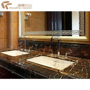 Pakistani Portoro Afghan Black and Gold Brown Cut to Size Countertop and Vanity Tops