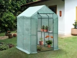 PE Mini Greenhouse Portable Plant Green House  Gardening Shelves with PE Cover & Roll-Up Zipper Door