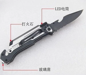 Personalized Rescue Survival Folding Camping Pocket Knife With LED Light