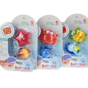 plastic baby animal and ship net bath toys organizer set for kids