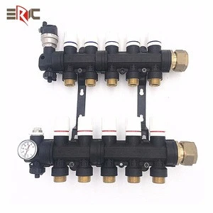 plastic household distribution collector central warm floor hvac system water underfloor heating manifold with flowmeter