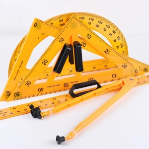 plastic School  Stationery Geometric Math Scale Tools Protractor Triangle Rulers Teaching wood Ruler Set