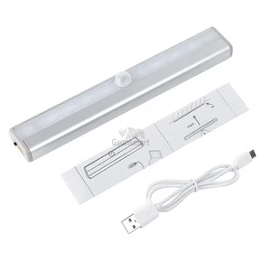 Portable USB Rechargeable PIR Motion Sensor 10 LED Cabinet Light with Switch OFF/ON