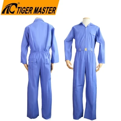 PPE Safety Equipment Light Blue Cheap Poly-Cotton One Piece Custom Logo Protective Men Safety Workwear Coveralls