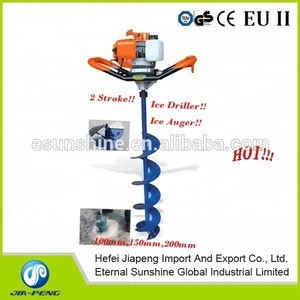 Professional ice auger and ice hole digger and ice ground drill and fishing tool in winter