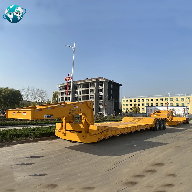 Professional Lowbed Trailer Manufacturer Heavy Duty Lowbed Trailer Lowboy Axle With Hydraulic Ramp