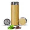 Promotion Eco Friendly Healthy Double Wall Bamboo Water Bottle With Tea Infuser