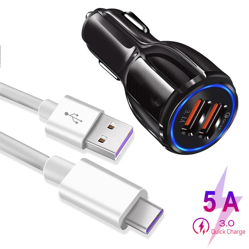 Quick Charge 3.0 USB Car Charger For iPhone12  Dual Usb Car Charger travel car charging Adapter