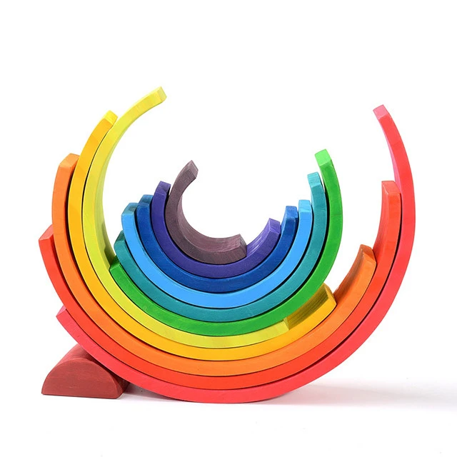 [Ready Stock]Building Blocks Wooden Rainbow Toys/Children Educational Creative DIY Puzzle Block