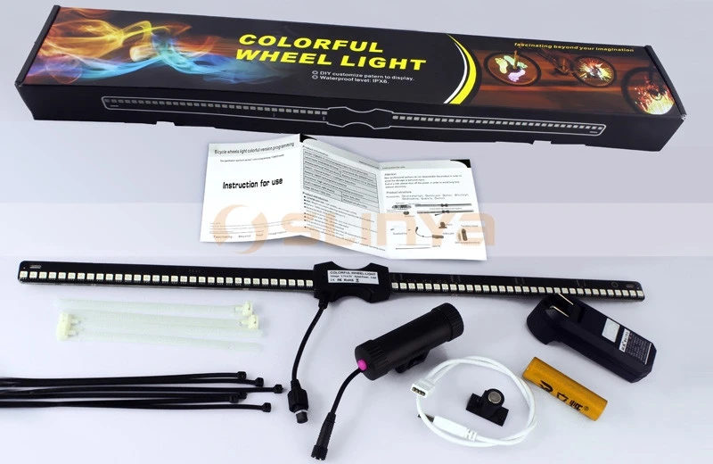 Rechargeable DIY Double Side Display 128 LED Color RGB Bike Wheel Spoke Light