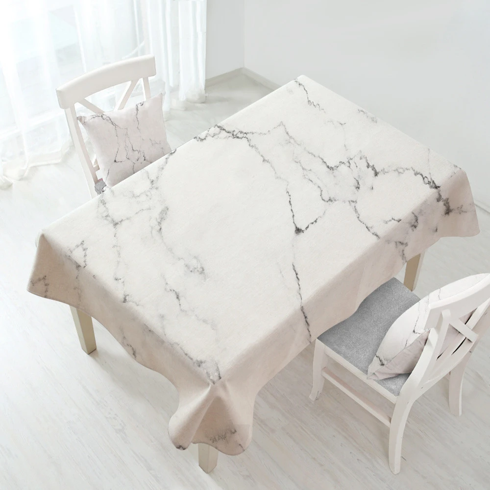 Rectangle Table Cloth Outdoor Table Cover Waterproof Marble Printed Tablecloth Letter Print Tablecloth Cover Table Polyester