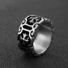 Retro ancient goth rock casting embossing jewelry titanium 316l stainless steel cross unisex ring