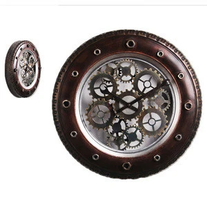 Retro Tire Gear Wrought Iron Mechanical Wall Clock for Decorate