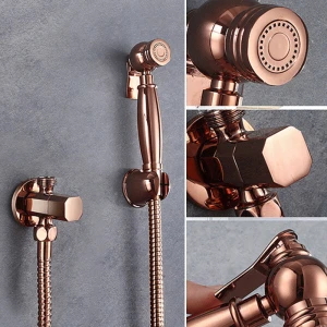 Rose Gold Bathroom Handheld Shattaf brass Toilet Bidet Sprayer Set