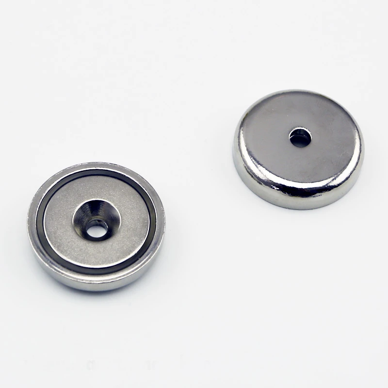Round Base Pot Magnet Fastener with 0.190" Center Hole Chrome Plate