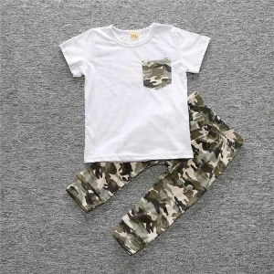 SC032 Custom cotton kids clothes sets baby t shirt baby clothing sets