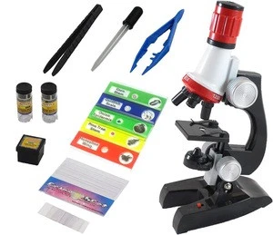 Science Kits for Kids Beginner Microscope with LED 100X 400X and 1200X-Include Sample Prepared Slides 12pc- Educational Toy