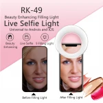 Selfie light RK49 Portable rechargeable Ear Ring Shape Selfie Light Mobile Phone Selfie Light