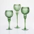 Import Set of 3 Hurricanes, Green Trimmed Clear GLass Candle holders with stem from China