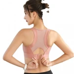 shockproof large size bra  mesh beautiful back adjustable yoga bra running sports underwear women's thin hollow sports bra