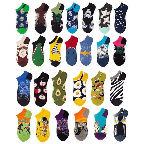 Short Socks Customizable Breathable Elasticity Funny Cartoon Latest Wholesale Womens Waterproof Socks Knitted Anti Slip Socks