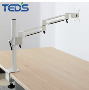 Single LCD Monitor Arm with 2 Swing Arms, Height Adjustable, 410mm Post
