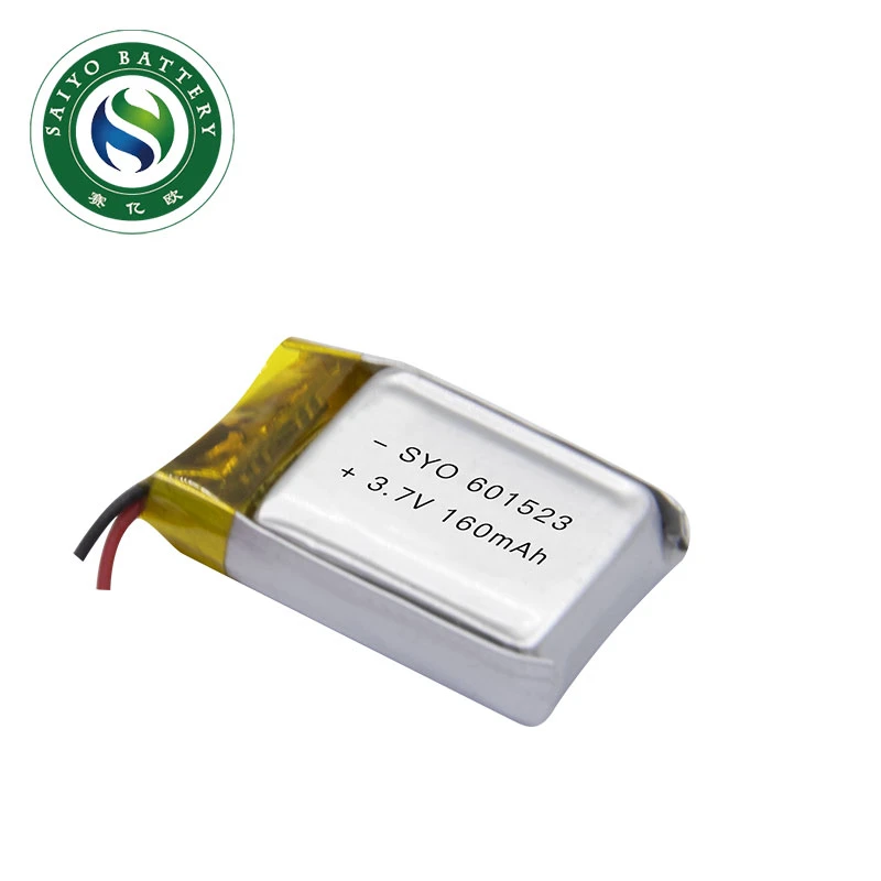 smart battery 601523 Li-polymer Rechargeable Battery 160mah with battery safety circuit with short  cable and connector