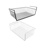 Space Saving Undershelf Black Fruit Stainless Steel Mesh Bathroom Wholesale Metal Kitchen Hanging Storage Wire Basket