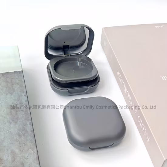 Import Emily Pack Cp1463 Square Shape Compact Powder Empty Case with Mirror Round Inner Tray Face Powder Container Double Layer Cosmetics Wet Powder Case from China