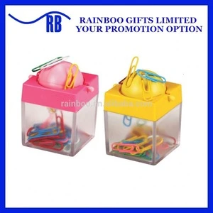 Square shape magnetic plastic paper rolling clip box  for office promotional gift AB118