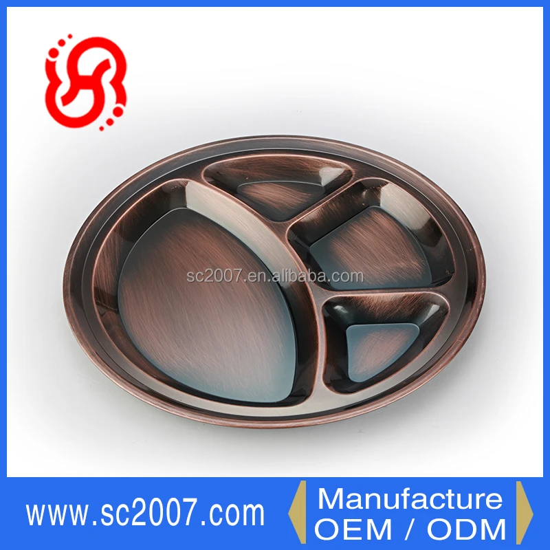 SS 410 plate electric-printing bronze tray restaurant dinner plate