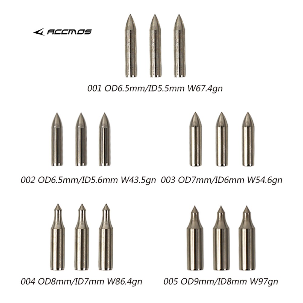 Stainless Steel Field Arrow Point Tip For OD 5.5/5.6/6/7/8mm Bamboo Wood Arrow Shaft Broadhead Arrow Head Accessory