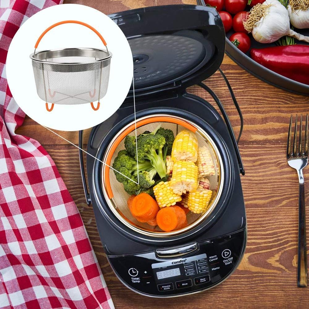 Stainless Steel Strainer vegetable steamer basket with Premium Silicone Handle