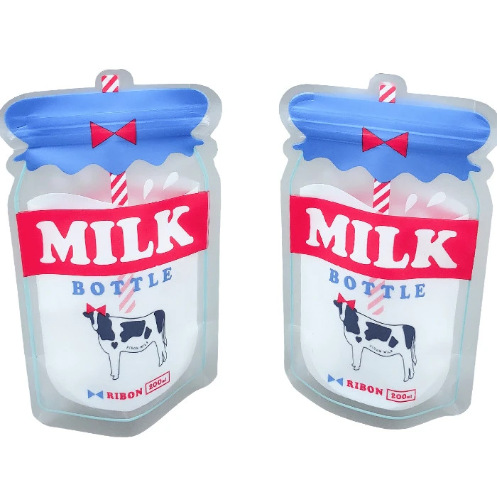 Stand up bottle shape Pouch Bean Soy Milk Beverage Soft Drinks Yogurt packaging bags