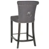 Studded Ring Back Bar Chair, Wood Bar Stool with Footrest