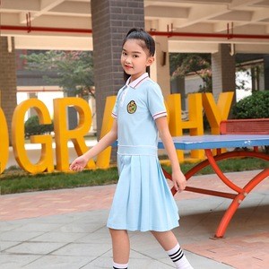 Summer Blue School Pinafore Uniforms for Kindergarten and Primary Girls