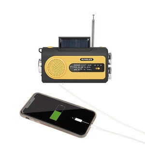 SUNGLIFE Solar Crank NOAA Emergency Weather portable Radio with AM/FM &amp; Flashlight Reading Lamp &amp; 2000mAh Power Bank