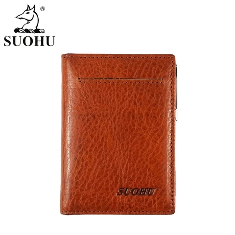 SUOHU In Stock Genuine Leather Cardholder Custom Logo Slim Credit Card Holder Wallet Rfid Card Holder