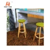 Swivel wooden bar stool with footrest optional fabric cover