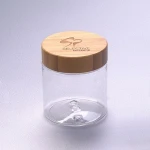 SY-ZS250-CL 68mm bamboo lid for 250g clear empty plastic pet 250ml cosmetic jar clear plastic jar