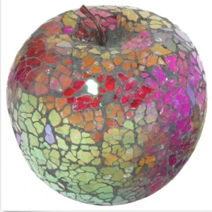 Tabletop decoration crackle colored apple glass mosaic fruit craft