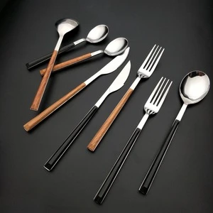tableware guangzhou home goods dinnerware dinner set dining table set wooden handle stainless steel dinnerware sets
