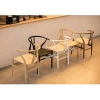 The High Quality Wishbone Chair Brown Y-Chair Solid Wood Dining Chairs Rattan Armchair /Professional factory