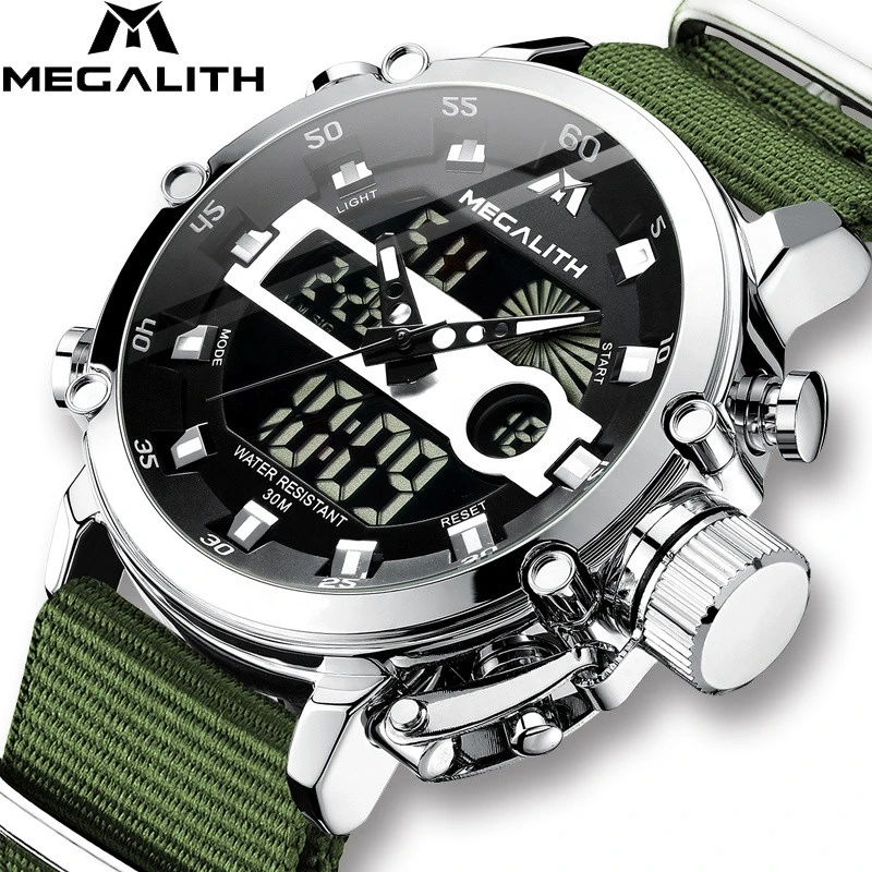 Top Brand MEGALITH Casual Business Watches for Men Luxury Military Leather Wristwatch Man Clock Sport Chronograph Wristwatch