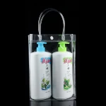 Top fashion transparent clear pvc plastic bag with snap button